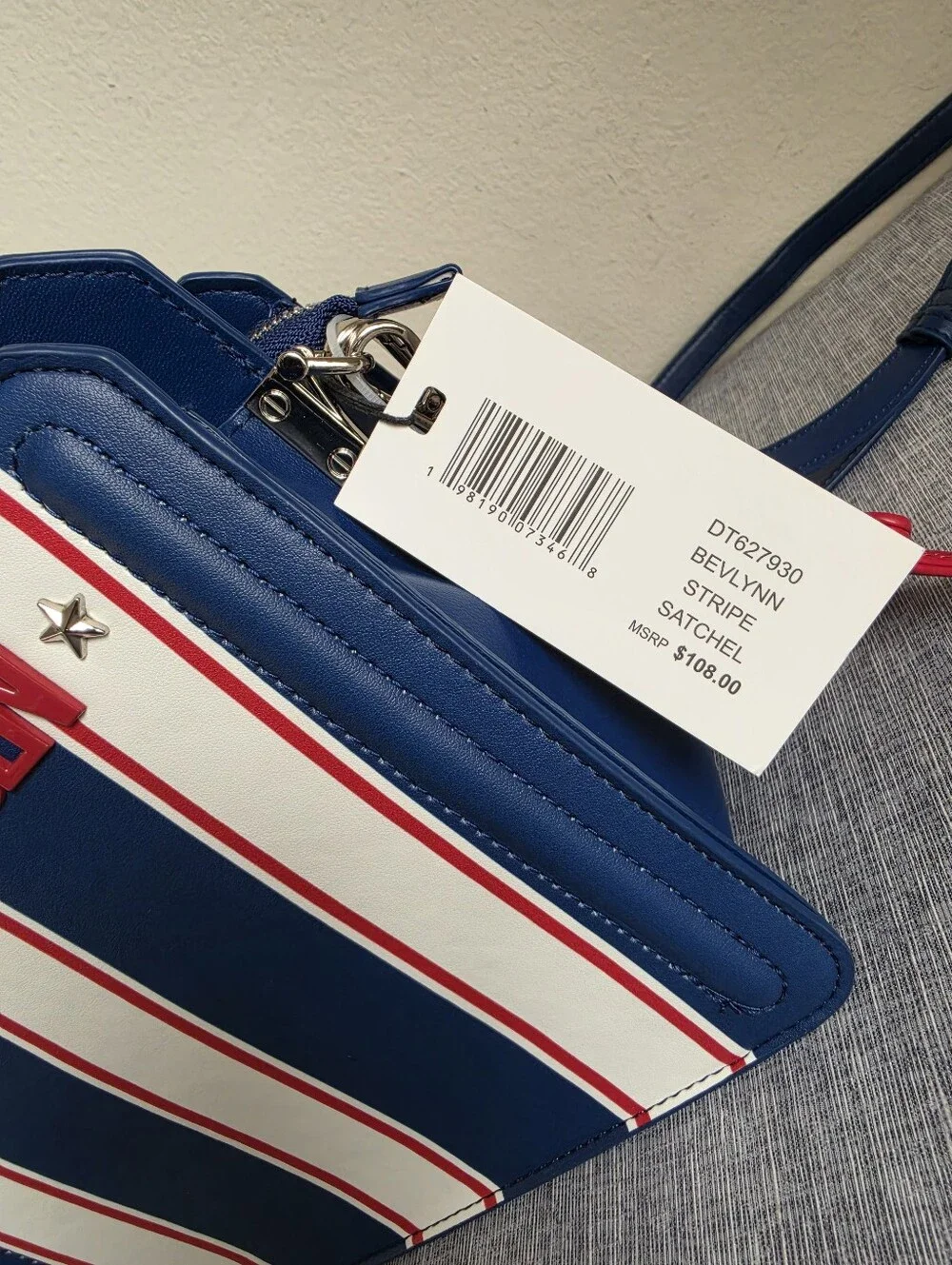 🇺🇲 Steve Madden Bevlynn Red White Blue Stripe Satchel Crossbody Patriotic